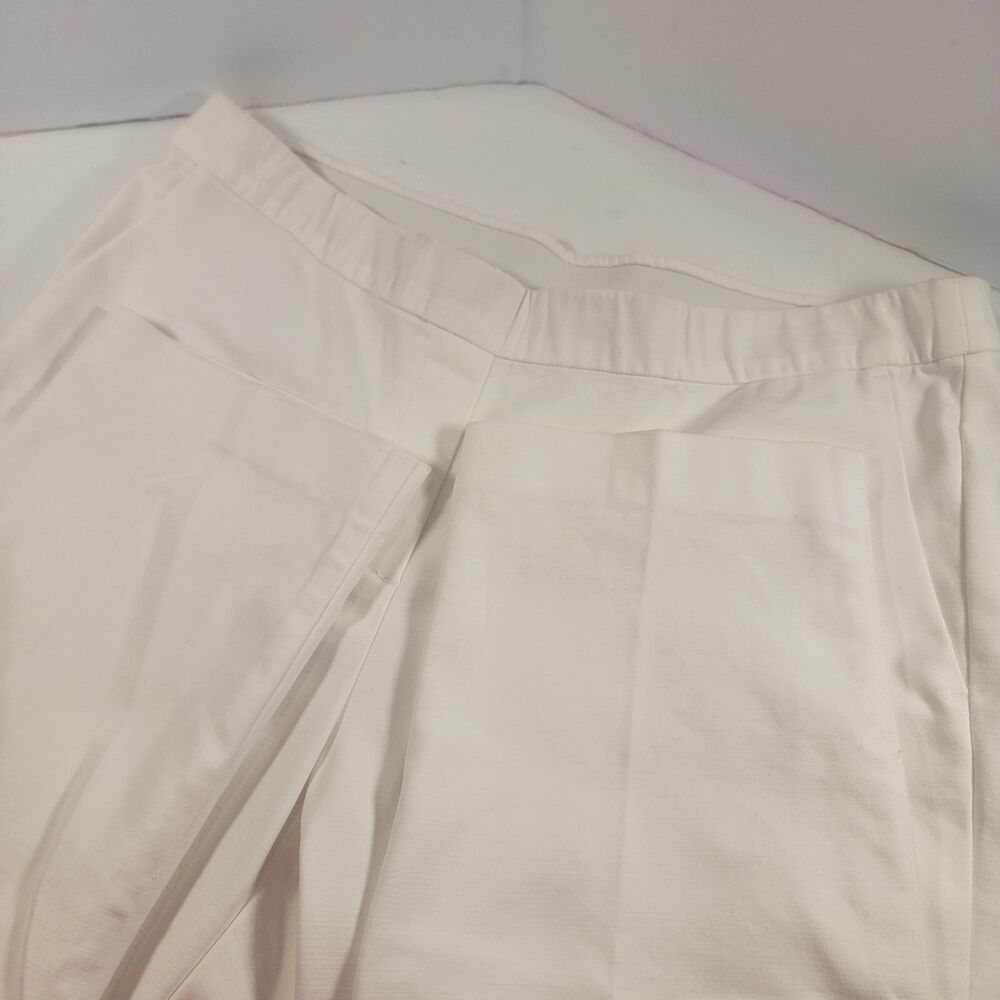 J Jill Stretch Pull On Elastic Waist White Pants Size 12 Petite Faux Pockets